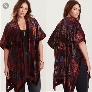 Torrid Floral Velvet Burnout Kimono - NWT
